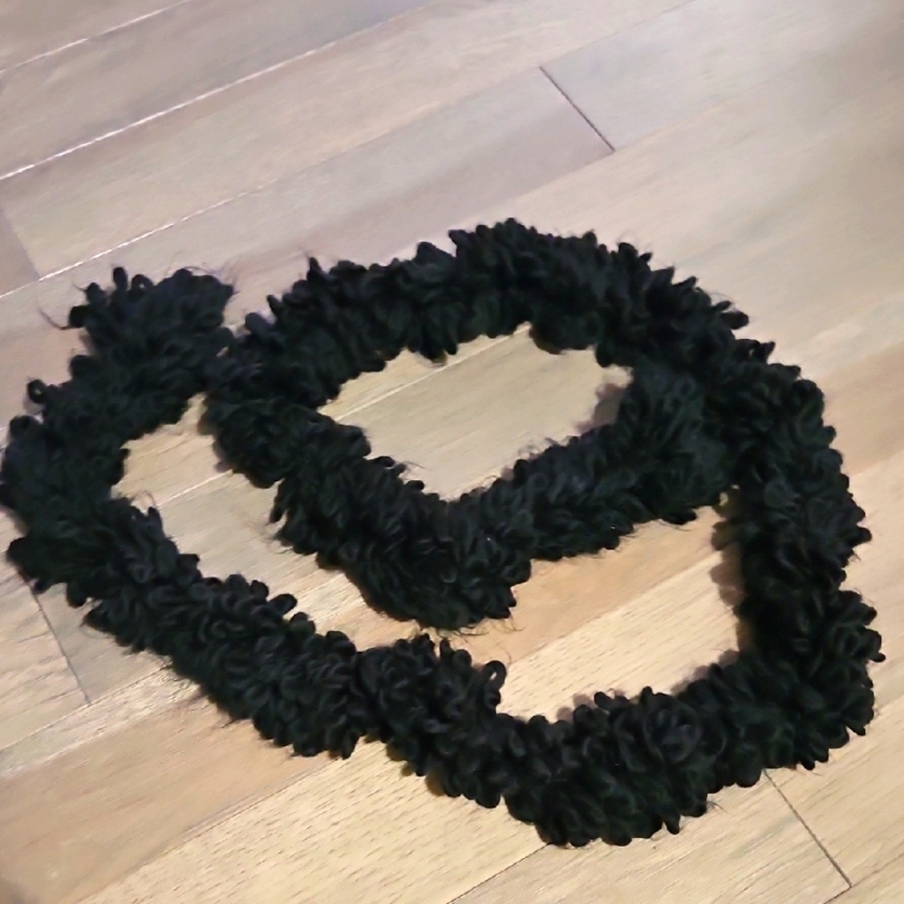 Elegant Black Ruffled Looped Scarf